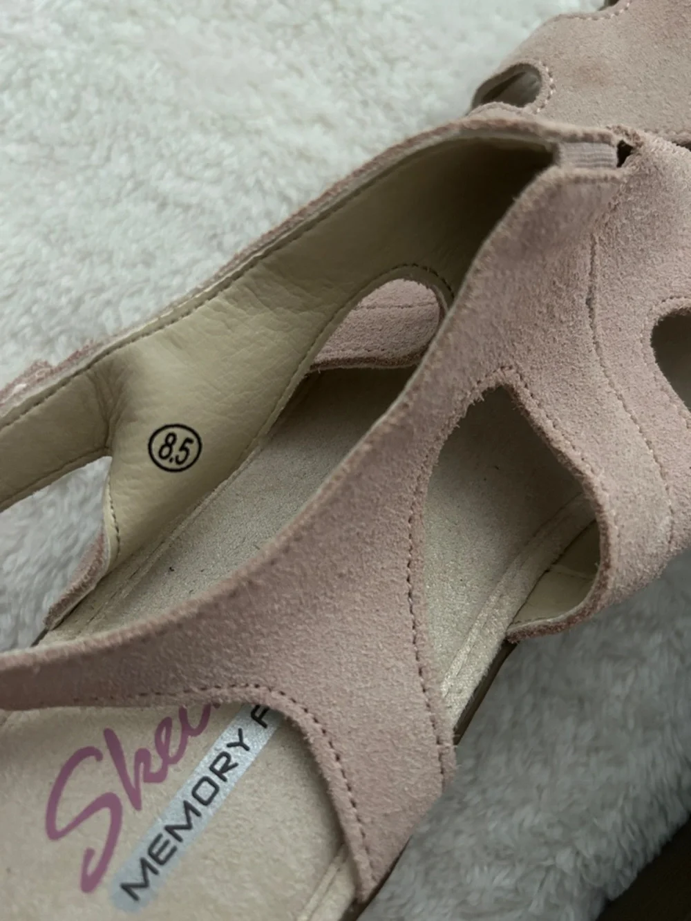 Skechers Blush Pink Suede Wedge Sandals - Picture 4 of 5